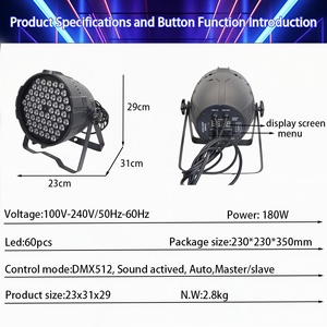 Venta Directa de Fábrica: 60 Luces LED RGB Par, Luz Blanca Neutra IP65, Iluminación para Escenarios, Resistente al Agua, para Conciertos, Discotecas, Fiestas, Clubes Nocturnos - Product Image 3