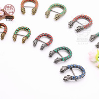 Serrure de vêtements à tête de serpent en forme de U, boucle de ceinture à double robinet à arc incurvé, décoration de sac à tête à vis longue cloutée