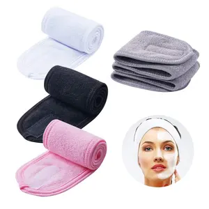 UNIQ面部水疗头带化妆淋浴浴巾运动头带毛圈布弹力毛巾与魔术胶带