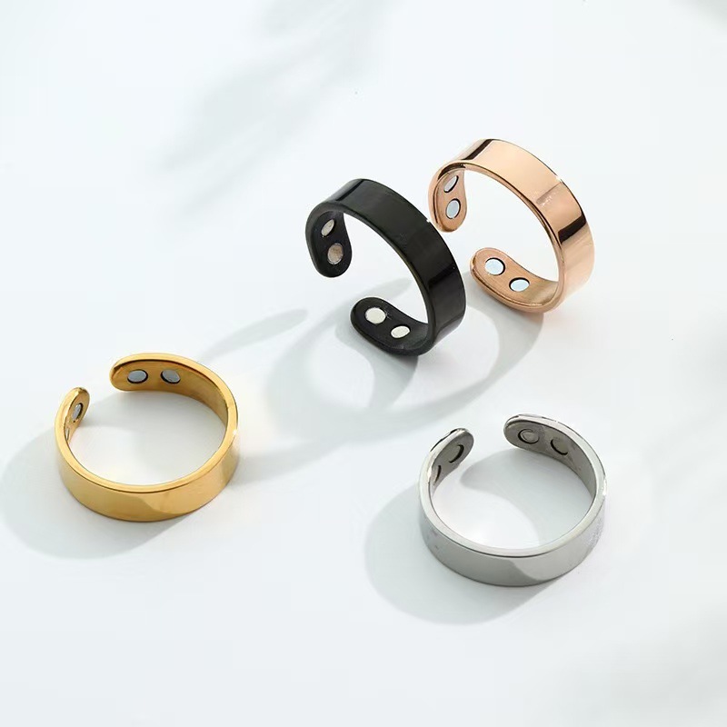 chi-enterprise Anello massaggiante per dita, rilassante antistress, con zone riflettenti, supporta circolazione e mobilità, acciaio inox, misura grande, oro