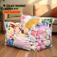 Petit canapé transparent une place pour poupée avec sac de rangement rembourré en peluche douce
