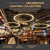 Lampes LED pour grille de ventilation de fournisseur de solutions hôtelières, éclairage annulaire en fer dimmable pour restaurants, bars et espaces commerciaux multiples