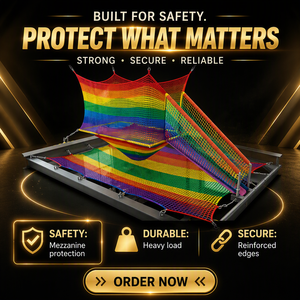 <span class=keywords><strong>Filet</strong></span> de sécurité en maille arc-en-ciel en polyester pour la protection des entrepôts et des mezzanines - Product Image 6