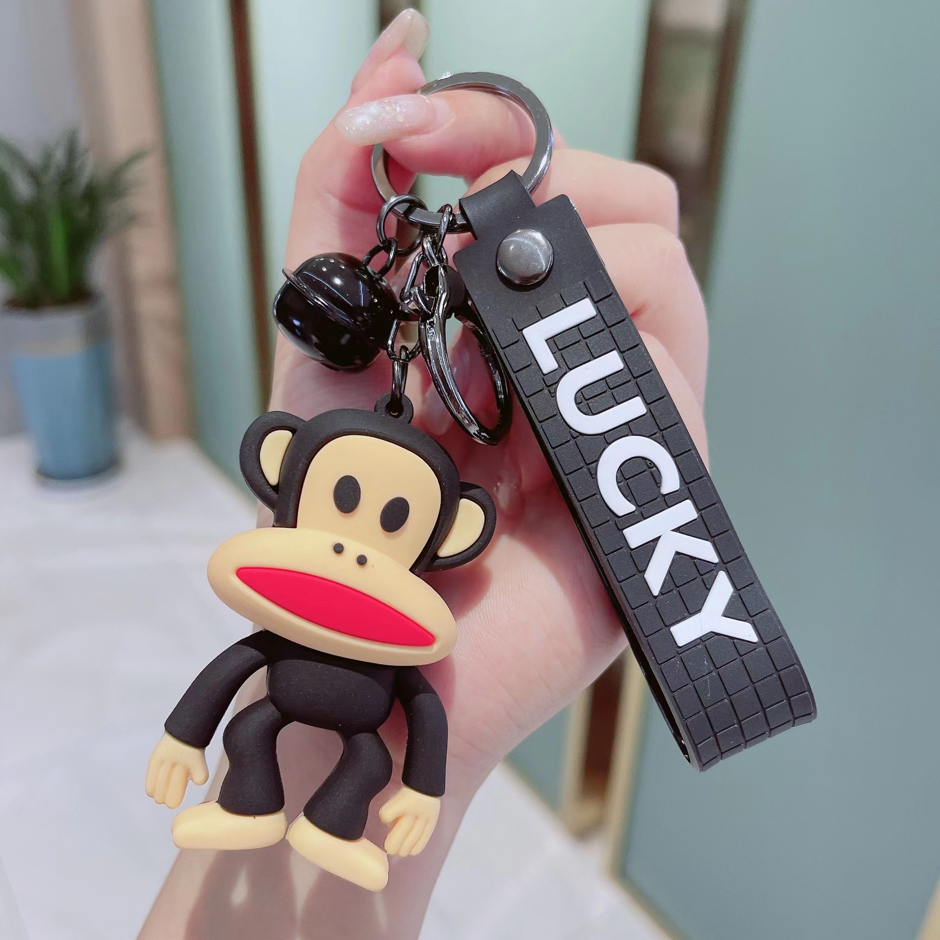 Cartoon Monkey Key Chain - Creative Big Mouth Rubber Pendant for