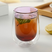Mug en verre à double paroi coloré, en borosilicate, isolé, en forme d'œuf, résistant à la chaleur, pour café, thé, jus, usage domestique