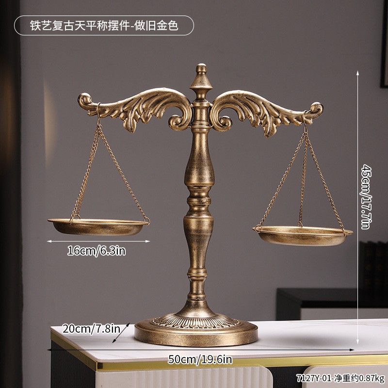 7127y-01-iron art vintage balance scale ornament-aged gold
