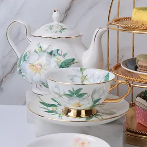 Royal Châu Âu Anh Tazas Tasse Đầy Màu Sắc Bắc Âu Trà Vàng Mug Xương Tốt Trung Quốc Trà Chén Và Saucers