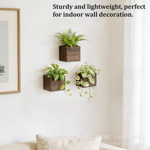 Square Flower <b>Pot</b> <b>Stand</b> 4x4x3.5 Inch Wooden Desktop Planter For Indoor Plants Greenery Decor - Product Image 5