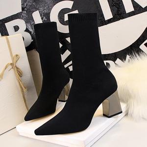 Chaussures en résille antidérapantes à lacets pour femmes, à talons bas ou hauts, style bout peu profond et pointu, sexy, pour banquets et mode - Product Image 5