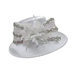 Chapeaux d'église blancs pour femmes, robe complète de cérémonie à bord, en mode unie, pour fête des mères, nouvelle collection élégante