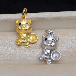 จี้เสือเงินแท้ S925 พร้อมถาดเปล่าสำหรับใส่ไข่มุก 7-8 มม. อุปกรณ์ทำเครื่องประดับ DIY สำหรับผู้หญิง สีโรสโกลด์ 4836 ปีเสือ - Product Image 4