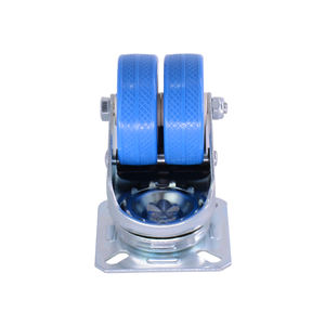 MW 3 Zoll obere Platte drehbar Doppel rad blau PVC Zwillinge Lenkrad mit Bremst isch rad - Product Image 2