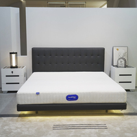 Tête de Lit Double en Bois de Taille King pour Lits Queen, Cadre de Lit Ajustable, Base de Lit pour Mobilier de Chambre d'Hôtel