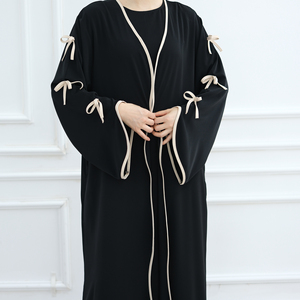 2025 EID Modest Elegant <strong>Abaya</strong> Cardigan for Women Dubai Islamic Clothing with Nida Wave Bowknot Open <strong>Design</strong> for Summer <strong>Abaya</strong> - Product Image 5