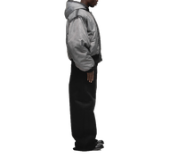 Manteau matelassé en velours côtelé pour hommes Blouson aviateur gris réversible à capuche avec fermeture éclair double épaisseur