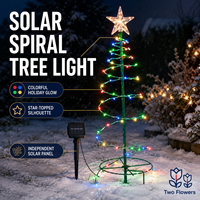Décorations de Noël LED solaires en spirale pour sapin, avec étoile sur le dessus, étanches IP65, blanc chaud multicolore