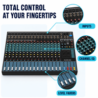 Mezclador de Audio de 16 Canales EMX16-USB, Consola de Sonido Profesional con 99 Efectos DSP, Ecualizador de 7 Bandas, USB, Bluetooth, Alimentación Phantom de 48V para Estudio