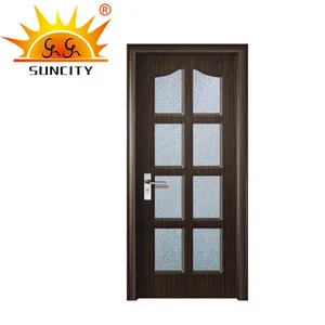 Luxury Turkey Waterproof Sliding Bathroom Black Interior Plastic MDF PVC Doors For Houses