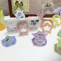 Soporte magnético para teléfono con forma de estrella de cinco puntas, con purpurina y efecto espejo, en colores de moda, portátil, con bolsa de gas, soporte flexible para escritorio.