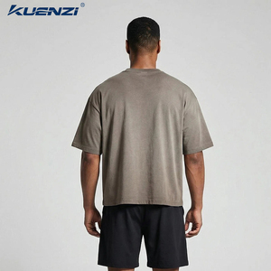 Camiseta Kuenzi para hombre, corte holgado, 275GSM, algodón <span class=keywords><strong>de</strong></span> alto gramaje, lavado inverso, efecto vintage, lavado ácido, desgastada, oversize, hombros caídos, estilo urbano, OEM - Product Image 6