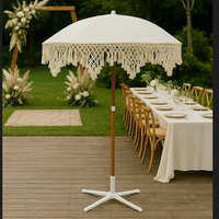 Parasol de jardin avec pompons, manche long, renforcement contre le vent, protection UV, parasol de plage