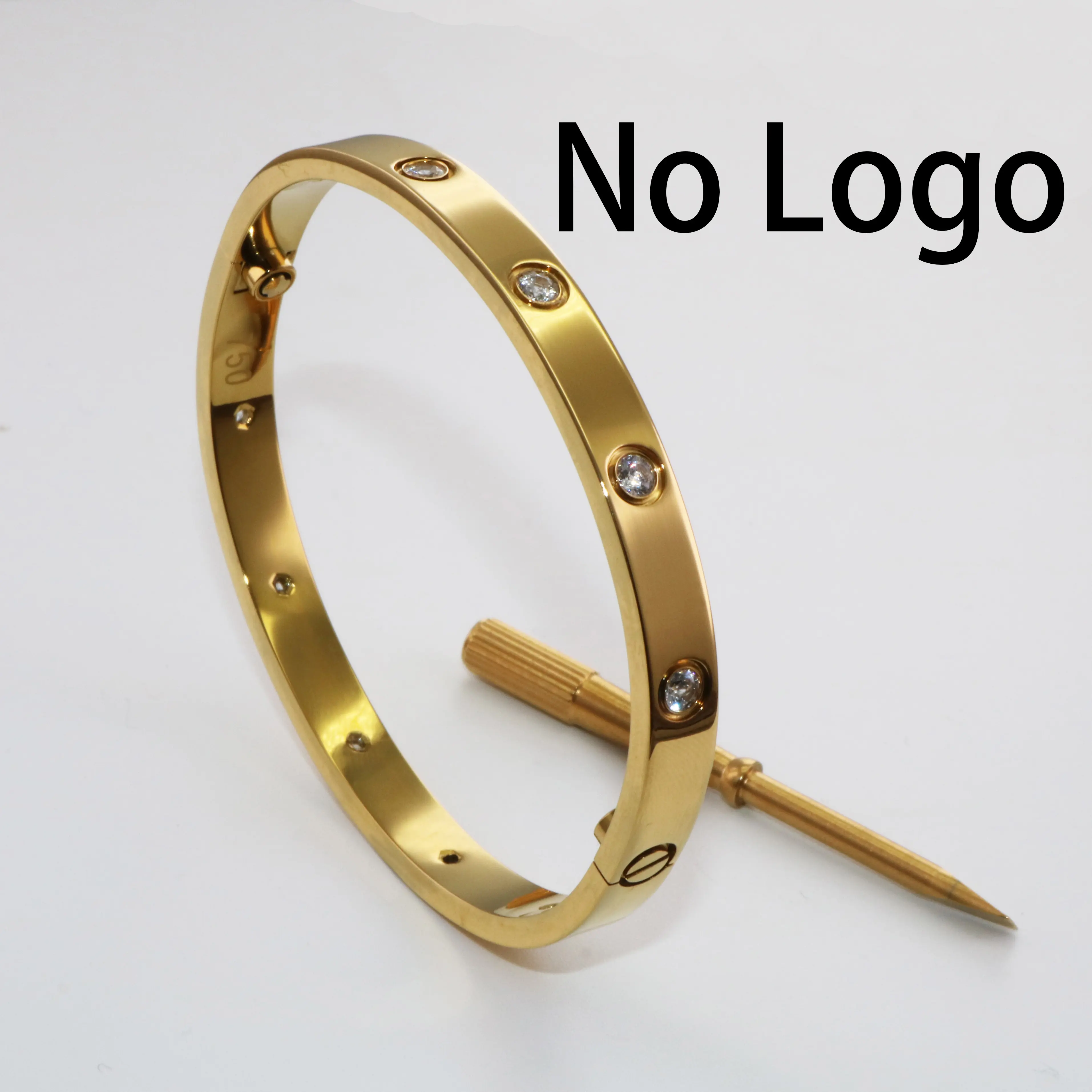 Pulseira de aço inoxidável 18K banhada a ouro para mulheres e homens, chaves de fenda de luxo para mulheres e homens, novidade