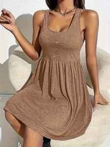 Robe décontractée élégante pour femme en mousseline de soie imprimé léopard, taille naturelle, respirante et infroissable, collection printemps - Product Image 3