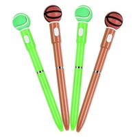 Bolígrafos de Lujo con Logotipo Personalizado O&Q, Bolígrafos con Diseño de Baloncesto LED para Niños, Tema Deportivo, Punta de 0.7 mm, Tinta Negra/Azul, 15.1 cm, Plástico Laminado, Regalo
