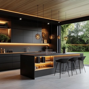 Ý Sang Trọng Hiện Đại Hình Chữ I Sơn Mài Tủ Bếp Tùy Chỉnh Kích Thước Cho Trung Tâm Mua Sắm Căn Hộ Biệt Thự Thân Thiện Với Môi Vòi Nước Bản Lề Phụ Kiện - Product Image 3