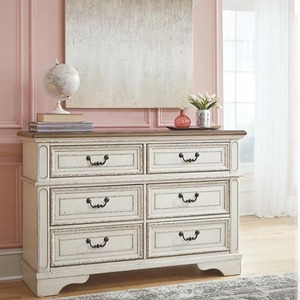 Commode en bois massif blanc vieilli sur mesure, commode à 7 tiroirs de style vintage américain, armoire de rangement pour chambre à coucher, plusieurs couleurs - Product Image 3