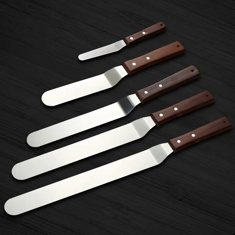 Hot Selling Heat Resistant Kitchenware Stainless Steel Cake Cream Butter Spatula With Woodenハンドル