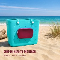 Pochette en silicone pour sac fourre-tout en caoutchouc perforé, idéale pour les vacances d'été à la plage, la piscine, les voyages, le camping, organisateur de rangement pour femmes et filles