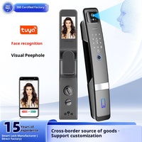 Serrure de porte de sécurité antivol entièrement automatique en alliage d'aluminium H20 avec reconnaissance faciale intelligente Tuya et œil-magique - Version internationale
