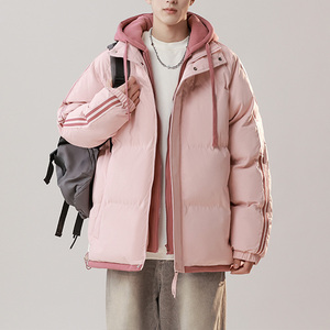 Chaqueta de Invierno para Hombre, Estilo Casual, Holgada, Cálida, con Capucha, a Rayas, de Color Sólido, con Cremallera, Estilo Moderno, Chaquetas para Exteriores - Product Image 4