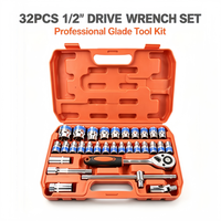 Kit de clés à cliquet en acier au chrome-vanadium avec bandes bleues pour l'entretien automobile et la réparation mécanique