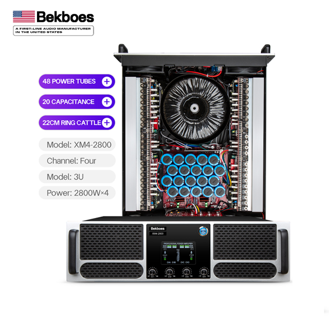 Bekboes 3u High 2800w*4 Power Amplifier 4 Channels With LCD Class H Stereo Home KTV Club Stage