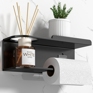 Porte-papier toilette mural moderne avec étagère, acier inoxydable 304, support de rangement rectangulaire pour salle de bain, design minimaliste - Product Image 4