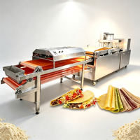 Machine de fabrication de tortillas arabes entièrement automatique avec four de cuisson et système de refroidissement pour crêpes, chapatis, rotis et tortillas