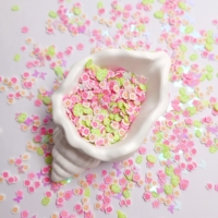 Tranches de fleurs de printemps en pâte polymère, mélange de feuilles de cerisier rose et vert, pour remplissage de slime et moules en résine époxy, pour la création de loisirs créatifs DIY