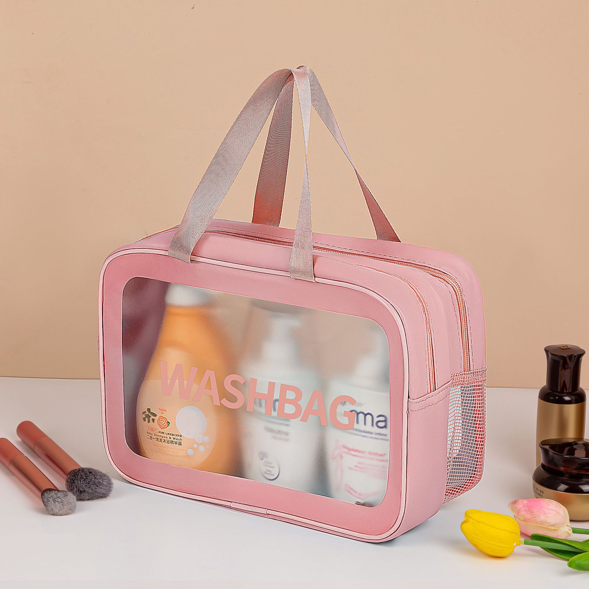 Pink double-layer [hands-free, wet/dry separation]