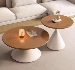 Tối giản phong cách Kem phòng khách gia đình nhỏ cao cấp tròn gỗ rắn làm tổ Bàn cà phê - Product Image 1