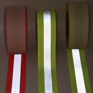Ruban réfléchissant argenté à base fluorescente perforée Newsole, haute visibilité, perles de verre PET - Product Image 4
