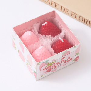 Bougie parfumée pour gâteau d'anniversaire, bougie décorative parfumée à la fraise, bougies aromathérapeutiques à la fraise - Product Image 2