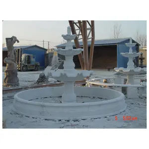 Fuente de agua de mármol blanco Escultura Fuente de agua tallada en piedra