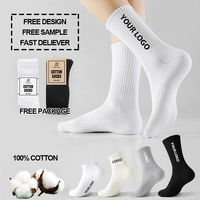 Gratis paket kaus kaki katun khusus kaus kaki kru katun olahraga putih kaus kaki Gym katun pria tebal