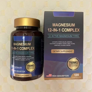 12'si 1 Arada Magnezyum Kompleksi 120 Kapsül Glisinat Sitrat Malat Derin Uyku Kemik Gücü Stres Giderici 700mg Servis Başına - Product Image 2