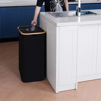 Conteneur de collecte de bouteilles recyclées avec manche en bois Collecteur de bouteilles pliable 100L Conteneur de collecte vide avec trou