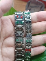 Bracelet de couple en titane pur 9 en 1 avec énergie scalaire quantique en pierre naturelle personnalisée Energinox vente en gros