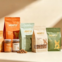 Sachet alimentaire pour animaux de compagnie à fond plat pour présentoir, personnalisé, haute barrière, résistant à l'humidité, en plastique de qualité alimentaire, écologique, 1kg 2kg