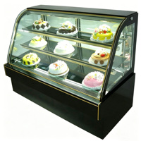 Vitrine réfrigérée en gros avec verre incurvé, comptoir en marbre et un levier de commande unique pour la présentation de gâteaux